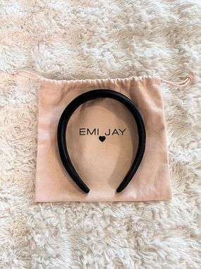🦋 Emi Jay Black Padded Satin Headband - Halo headband in Midnight